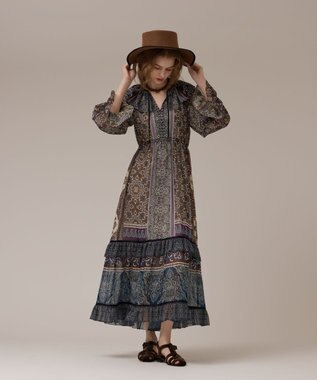 GRACE CONTINENTAL ペイズリープリントドレス カーキ