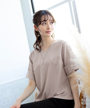 Tiaclasse L 【洗える】ゆったりシルエットの幅広カフスブラウス グレー