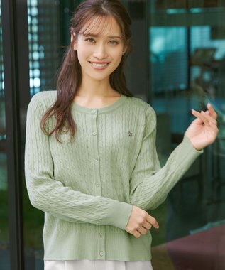 Tiaclasse ワンポイント刺繍ケーブルカーディガン ミント