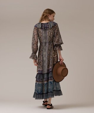 GRACE CONTINENTAL ペイズリープリントドレス カーキ