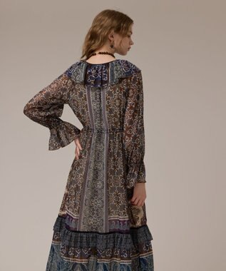 GRACE CONTINENTAL ペイズリープリントドレス カーキ