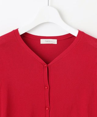 Feroux ハーフスリーブ カーディガン レッド系