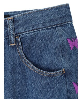 Green Parks ・Ｄｏｕｂｌｅ　Ｆｌａｇｓ　チョウチョ刺繍フレアデニム Light Indigo