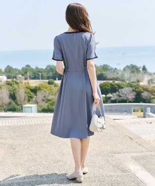 Tiaclasse L 配色フレアワンピース ブルー