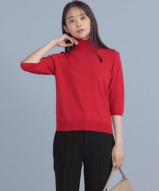 組曲 【6色展開・UVケア】モダンタートルニット チェリーレッド系