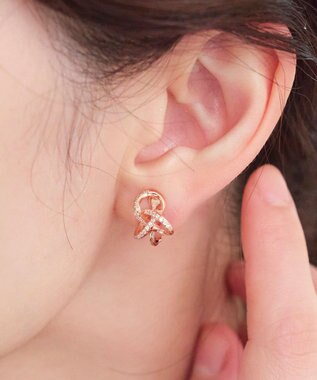 Tiaclasse 【選べる2TYPEデザイン】【金属アレルギー対応】 トゥワインピアス＆イヤリング イヤリング：ピンクゴールド