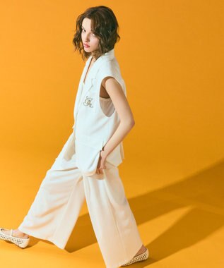 GRACE CONTINENTAL リネンタッチタックパンツ ホワイト