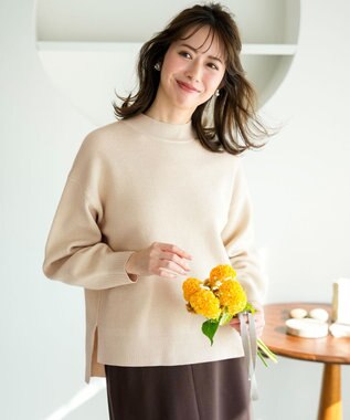 ANY SIS S ラインポイント ニット シャンパン