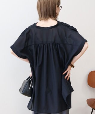 AMERICAN HOLIC 【予約】【WEB限定】イージーケア+接触冷感 フレンチスリーブギャザーシャツ Black
