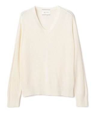 BEIGE， ARSENOPY / コットンドライタッチ Vネックニット Ecru