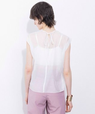 NAVE 【Nave・洗える/シアー素材】シアーリンクル ノースリーブブラウス ホワイト系