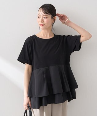 earth music&ecology 異素材バックプリーツチュニック Black