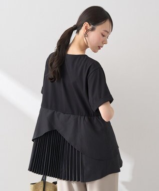 earth music&ecology 異素材バックプリーツチュニック Black