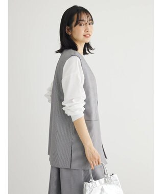 Green Parks きれいシルエット千鳥柄ジレ Hounds Tooth