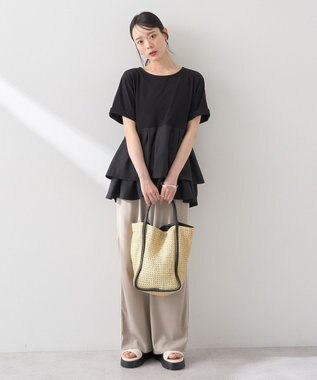 earth music&ecology 異素材バックプリーツチュニック Black