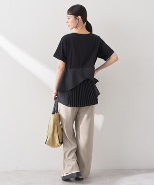 earth music&ecology 異素材バックプリーツチュニック Black