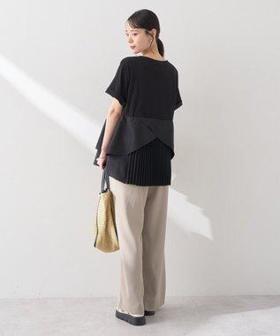 earth music&ecology 異素材バックプリーツチュニック Black