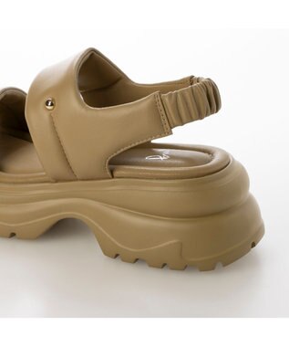 ing <ing>厚底ダブルベルトスポーツサンダル ベージュ