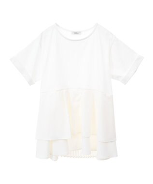 earth music&ecology 異素材バックプリーツチュニック Ivory