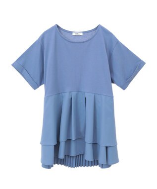 earth music&ecology 異素材バックプリーツチュニック Blue