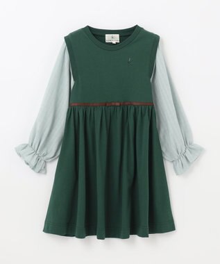 組曲 KIDS 【150-160cm】シェイプドカット ワンピース グリーン系