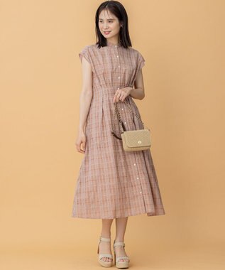組曲 S ラメシアーチェック ワンピース ピンク系3