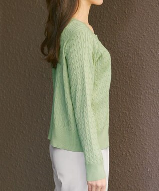 Tiaclasse ワンポイント刺繍ケーブルカーディガン ミント