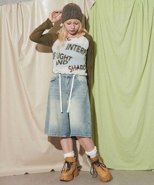 WEGO ブラストデニムハーフパンツ デニム淡色