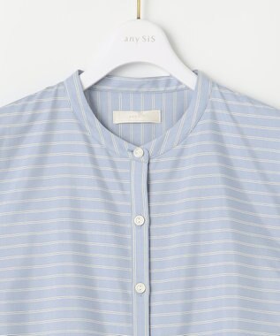 ANY SIS 【洗える】クロップドシャツ ワンピース ブルーストライプ