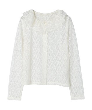 earth music&ecology ポコポコレースブラウス Ivory