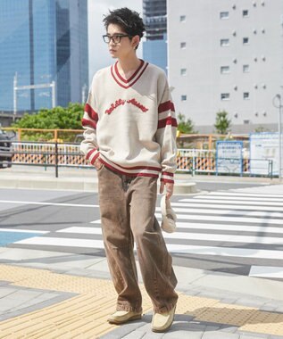 WEGO ラインチルデンニットプルオーバー オフホワイト