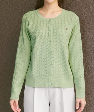 Tiaclasse ワンポイント刺繍ケーブルカーディガン ミント