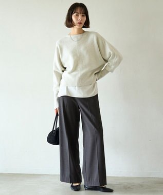 UNFILO サテン レイヤードブラウス エクリュ