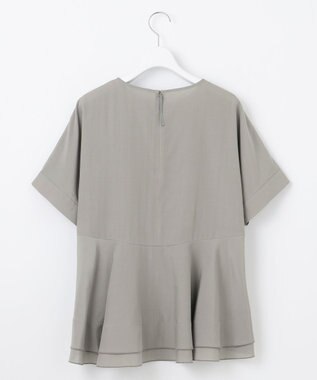 自由区 【洗える】ソフトリネンペプラム ブラウス グレー