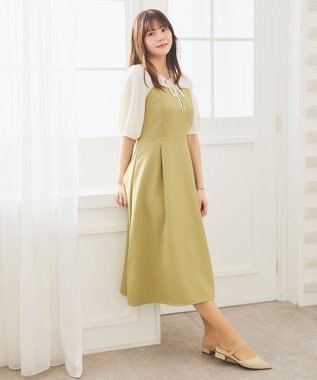 Feroux ドッキング見え ワンピース ベージュ系