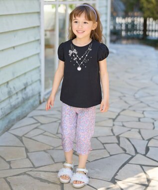 ANY KIDS 【WEB限定】7days プリント 半袖 Tシャツ ブラック×ネックレス