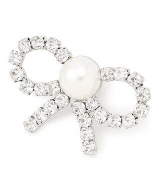 TOCCA 【百田夏菜子さん着用】【ブローチ取り外し可】BIJOUX RIBBON FURTIPPET ティペット ライトグレー系