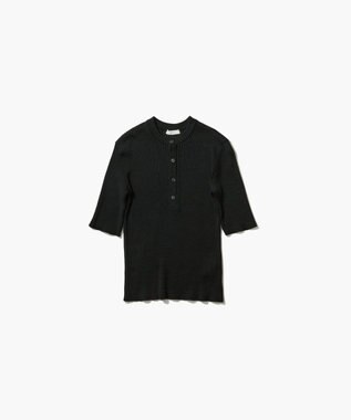 ATON RAMIE WOOL RIB | ヘンリーネックセーター BLACK