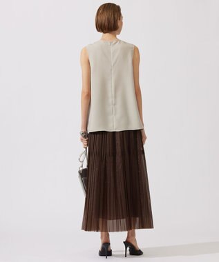 ICB 【接触冷感・UVケア・速乾・洗える】 FluidBackSatin ノースリーブブラウス トープ系