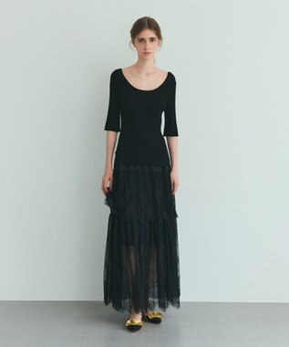 GRACE CONTINENTAL リブニットトップ ブラック