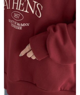 earth music&ecology ハーフジップロゴチュニック Burgundy