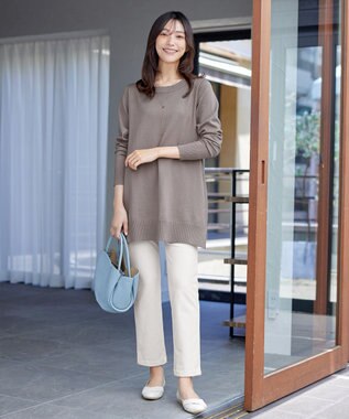 Tiaclasse 【安田美沙子さん着用・選べる2type・洗える】もちニットチュニック ボートネック：ブルー