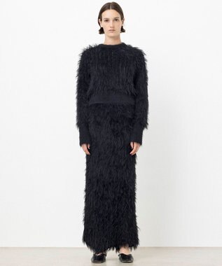 NAVE 【ReNAVE・洗える】メルティーシャギーニット プルオーバー ブラック系