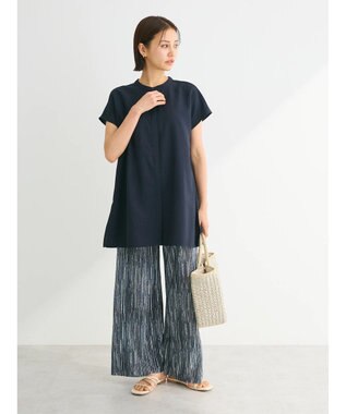 Green Parks 接触冷感　比翼ボタンチュニック Navy