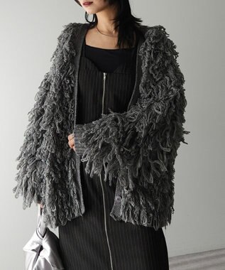 Green Parks フリンジニットカーディガン Gray