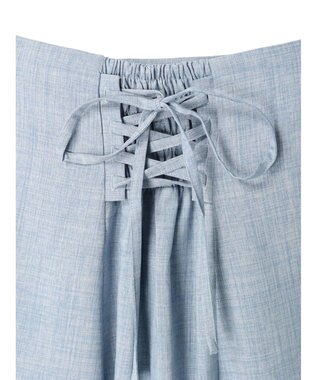 earth music&ecology アシメペプラムフレアバックレースミディ丈スカート Blue