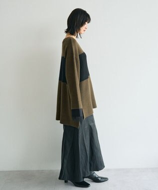 YECCA VECCA 袖レイヤードソフトニット Charcoal Gray