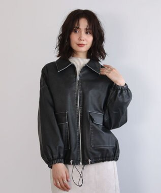 Green Parks ・ＥＬＥＮＣＡＲＥ　ＤＵＥ　フェイクレザーブルゾン Black