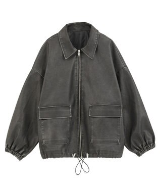 Green Parks ・ＥＬＥＮＣＡＲＥ　ＤＵＥ　フェイクレザーブルゾン Black