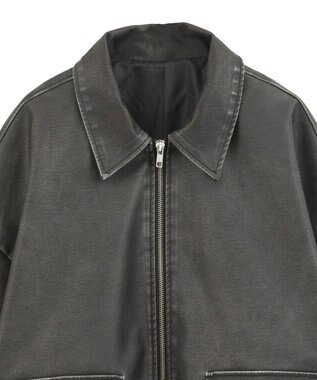 Green Parks ・ＥＬＥＮＣＡＲＥ　ＤＵＥ　フェイクレザーブルゾン Black